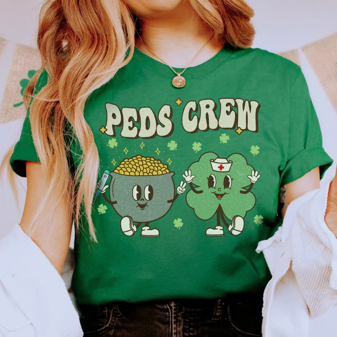 pedscrewstpatricksgreen Retro Peds Crew St Patrick's Day T-shirt - Image 1